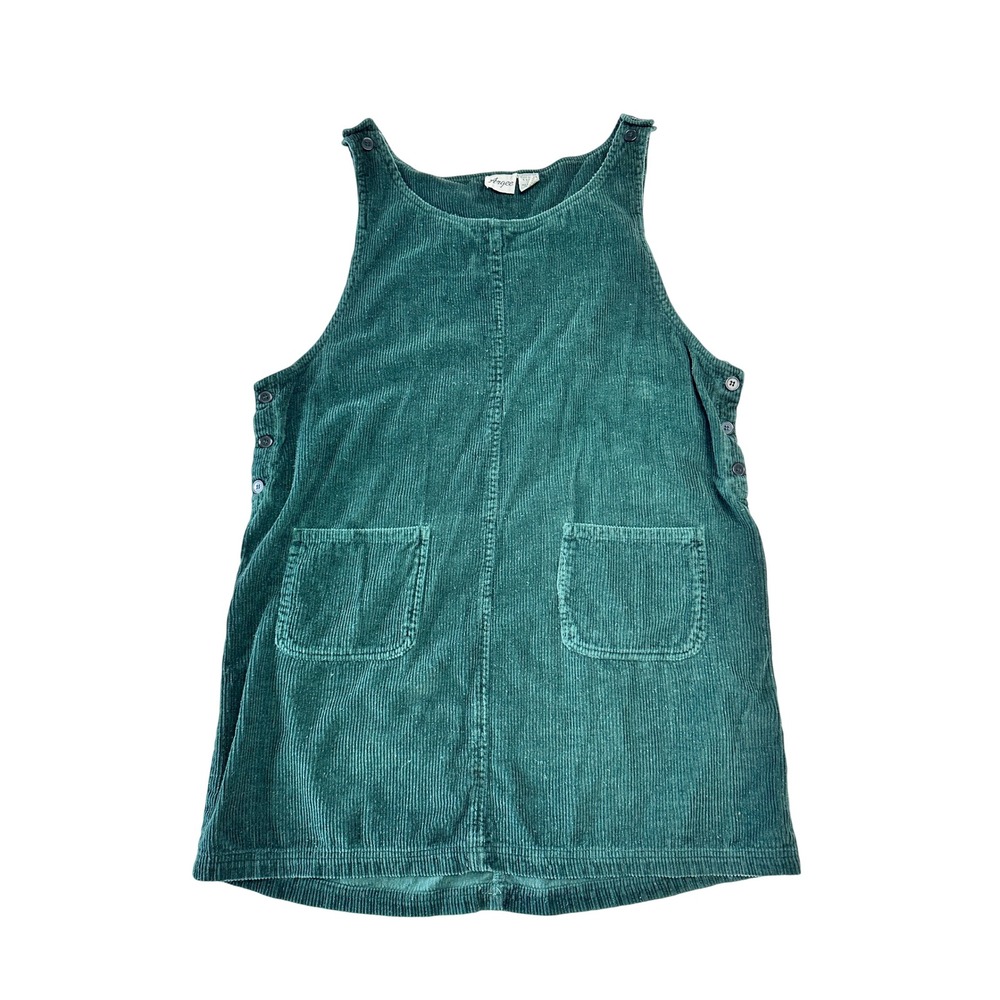 Vintage 80s 90s Argee Green Corduroy Jumper Dress Womens Large Pinafore